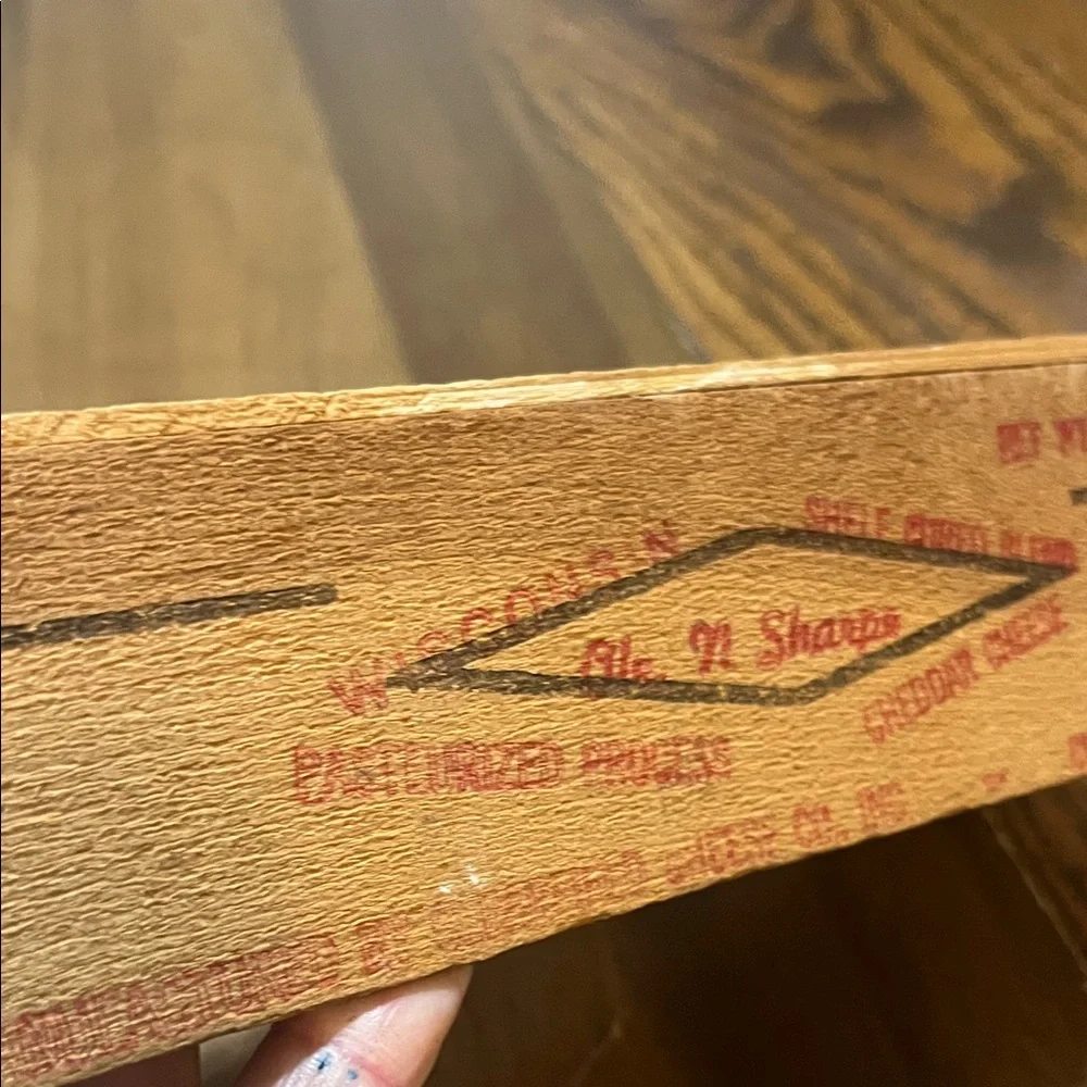 Wooden Wisconsin cheese Storage Box with Red Accents